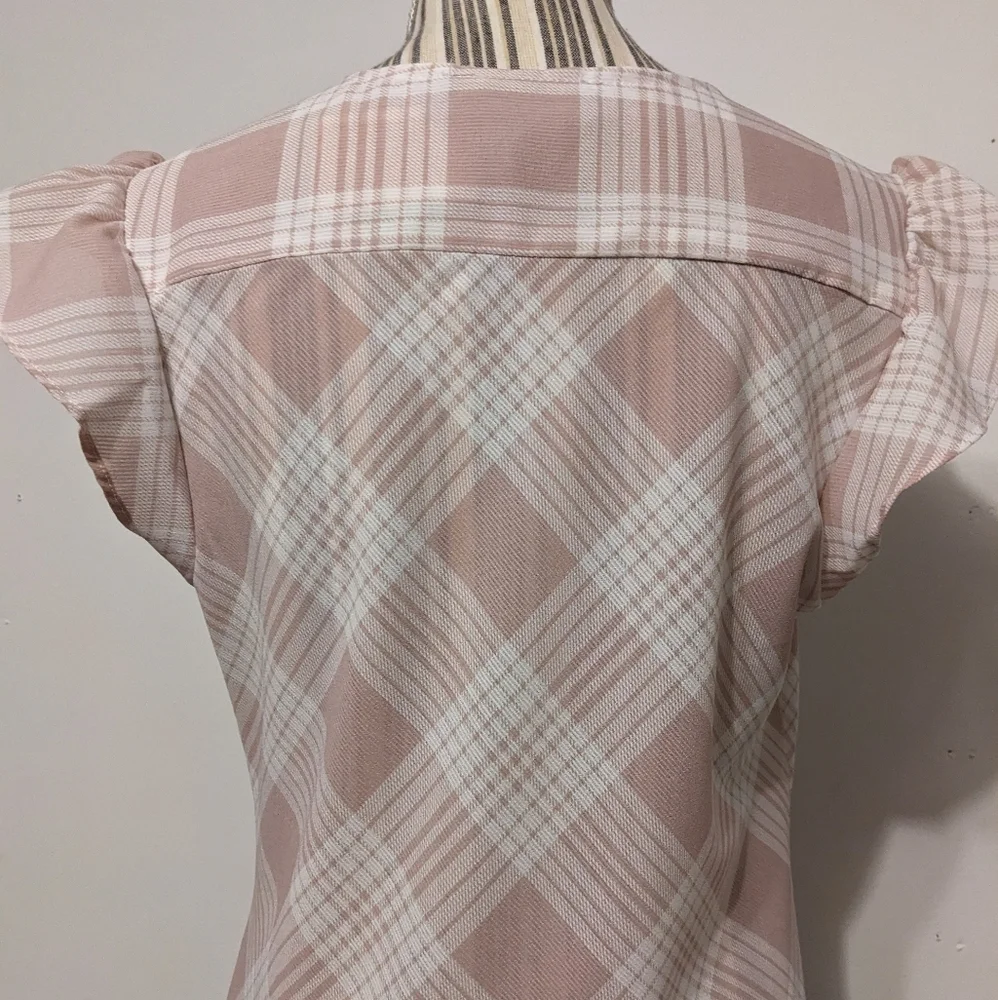 Laundry pink plaid crossover bodice with knot top nwt - Picture 10 of 15
